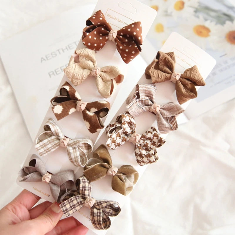 5 Pcs Bowknot Baby Girl Hairpins Cute Floral Plaid Dot Children Hair Clips Baby Hairpin Kids Barrettes Baby Hair Accessories