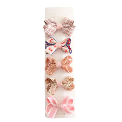 5 Pcs Bowknot Baby Girl Hairpins Cute Floral Plaid Dot Children Hair Clips Baby Hairpin Kids Barrettes Baby Hair Accessories