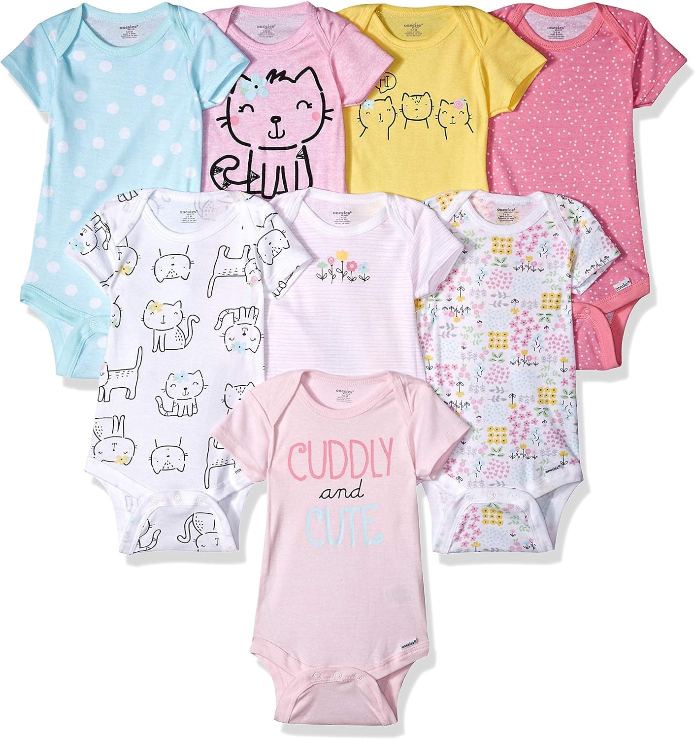 Baby-Girls 8-Pack Short Sleeve Mix & Match Bodysuits